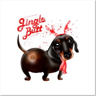 Dachshund Christmas reindeer dog, cutest butt of all Posters and Art